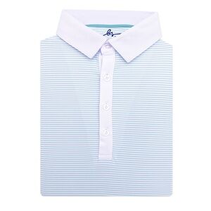 Boston Scott Golf “Light Green Stripe” Four Button Golf Shirt *NWT